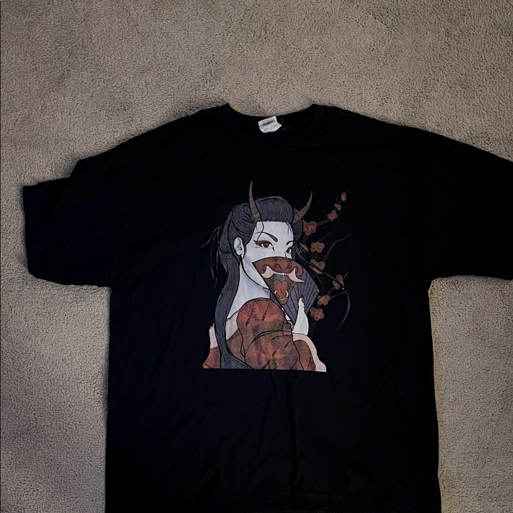 NWOT-Anime Black Graphic Short Sleeve Tee- size XL